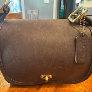 VINTAGE COACH LEGACY BAG 9965 in dark brown leather flap shoulder purse
